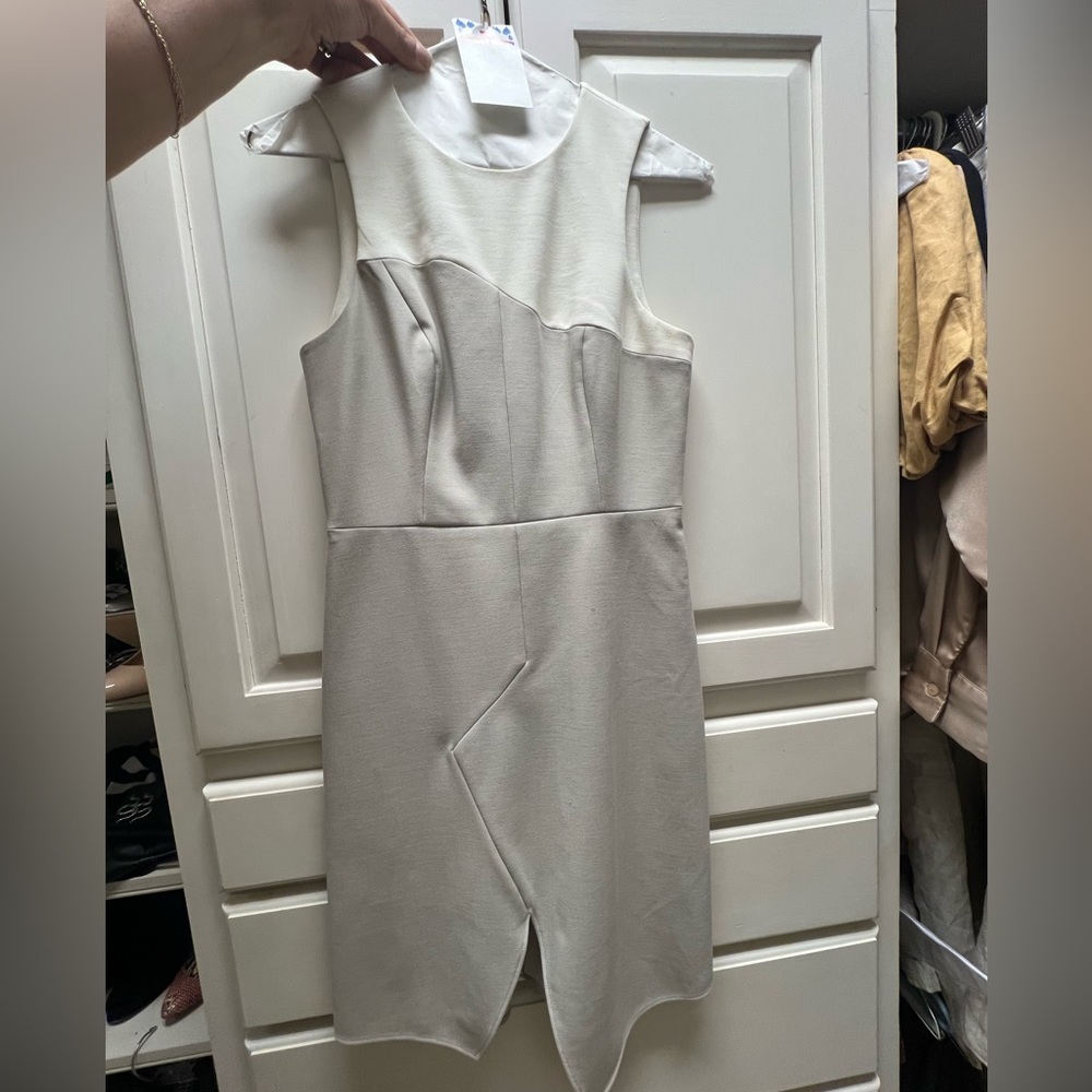 Beautiful Tibi cream and grey colored asymmetric TIBI dress